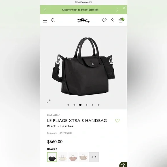 Brand New Longchamp Le Pliage Extra S Handbag black - Leather - Picture 13 of 14